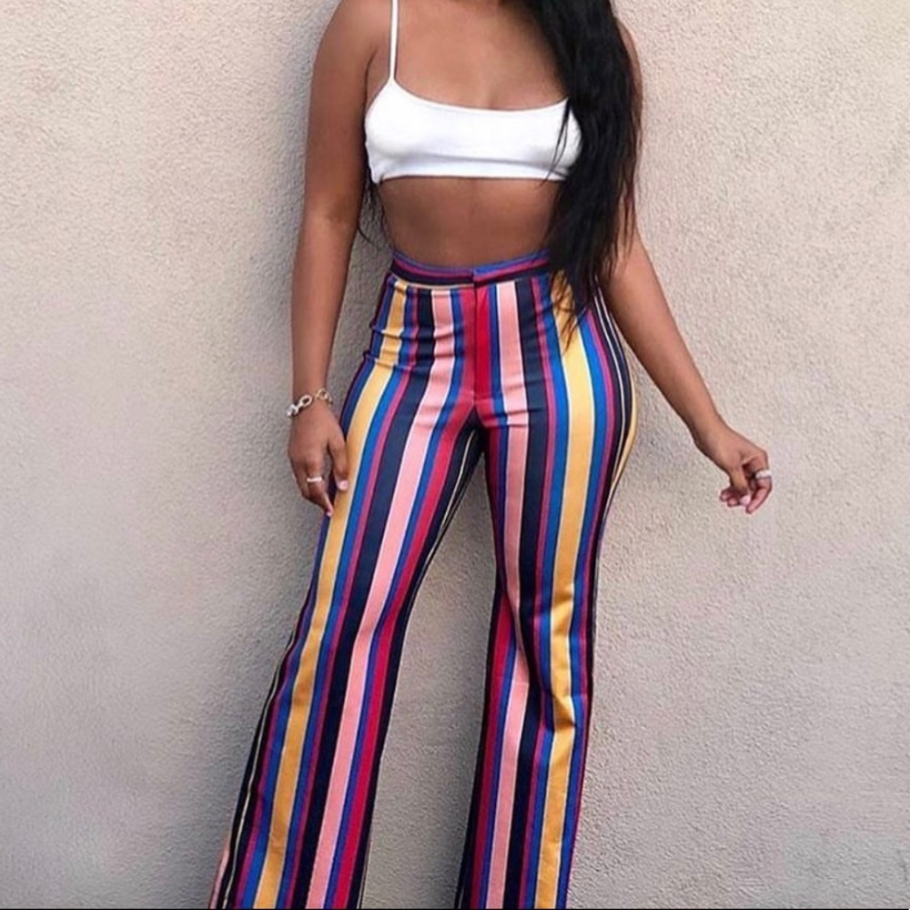 Stretch strip pants